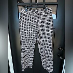 Ann Taylor Curvy Geometric Floral Navy Patterned Pants Trousers Size 14